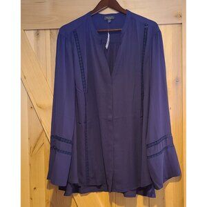 New! The Limited Blouse Plus Size 3x Astral Aura Purple Bell Flowy Crochet Trim